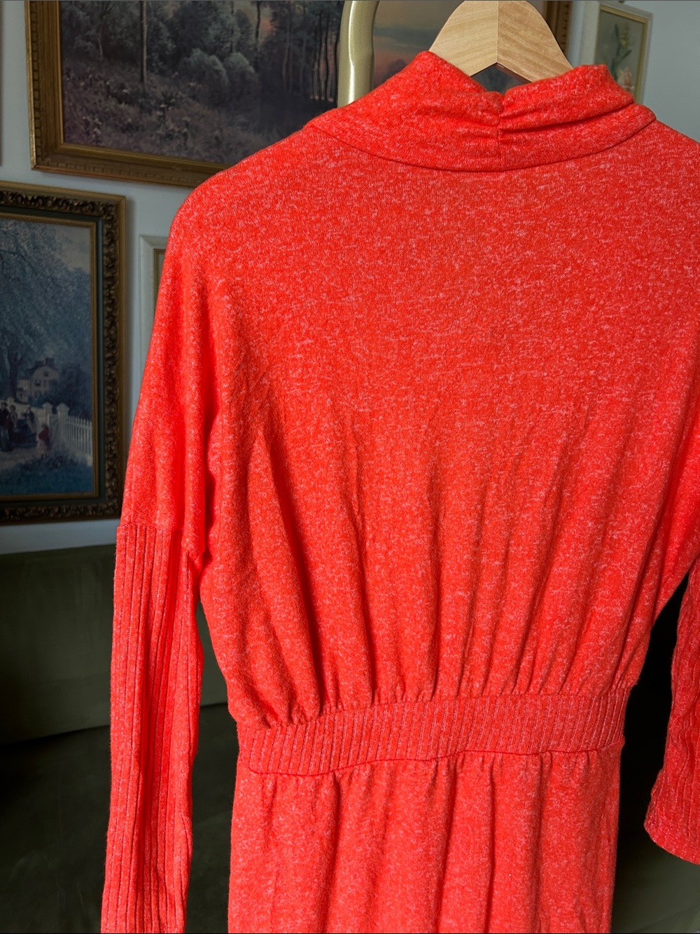 NWT! Daily Practice by Anthropologie Orange Draped Cowl Neck Sweater Dress - Picture 8 of 10